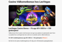 Kampanjbild för LeoVegas casino med figurer från spelet Pirots 4 och text om välkomstbonus.